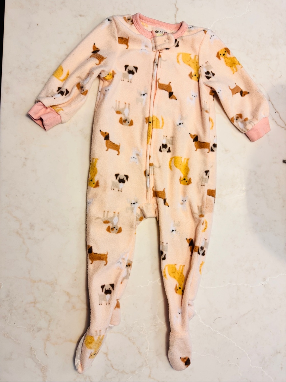 chick pea Pink Puppy Print Footed One-Piece Pajama